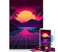 Retro Sunset Landscape 1000 Piece Jigsaws for Adults Puzzle Boost Recall Anxiety Relief Accurate Edge Xmas Surprise (50x75cm)