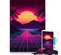 Retro Sunset Landscape 1000 Pieces Jigsaw Puzzles for Adults Improve Memory Peaceful Fun Sharp Edge (38x52cm)