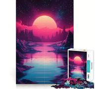 Retro Sunset Landscape Jigsaw Puzzle for Teenagers 1000 Pieces Boost Memory Relaxing Fun Premium Cut Stylish Gift (38x26cm)