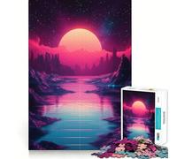 Retro Sunset Landscape Jigsaw Puzzles for Teenagers 1000 Piece Brain Workout Toy Mental Relax Art Assembly Unique Gift (50x75cm)
