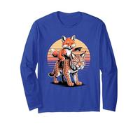 Retro Sunset Lynx Fox Lynxes Long Sleeve T-Shirt, Adult Unisex, Royal Blue, X-Large