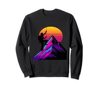 Retro Sunset Mountain Climber Hiking Adventure Summit Art Sweatshirt