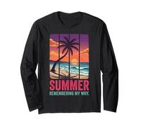 Retro Sunset Palm Tree Summer Remembering My Why Long Sleeve T-Shirt