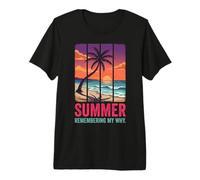 Retro Sunset Palm Tree Summer Remembering My Why Premium T-Shirt