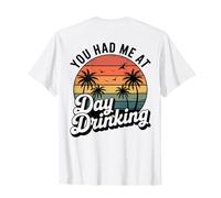 Retro Sunset Palm Trees You Had Me at Day Drinking Funny T-Shirt