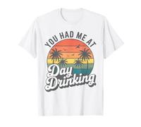 Retro Sunset Palm Trees You Had Me at Day Drinking Funny T-Shirt