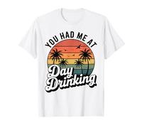 Retro Sunset Palm Trees You Had Me at Day Drinking Funny T-Shirt