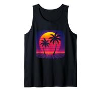 Retro Sunset Palms Grid Tank Top
