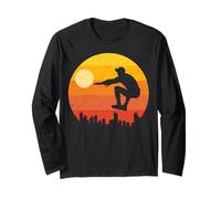 Retro Sunset Parkour Jump Silhouette Traceuse Climb Swing Long Sleeve T-Shirt