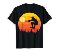 Retro Sunset Parkour Jump Silhouette Traceuse Climb Swing T-Shirt