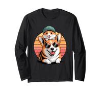 Retro Sunset Pembroke Welsh Corgi Hamster Corgis Long Sleeve T-Shirt