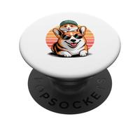 Retro Sunset Pembroke Welsh Corgi Hamster Corgis PopSockets Adhesive PopGrip
