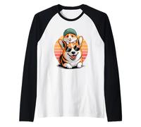 Retro Sunset Pembroke Welsh Corgi Hamster Corgis Raglan Baseball Tee