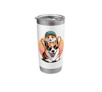 Retro Sunset Pembroke Welsh Corgi Hamster Corgis Stainless Steel Insulated Tumbler