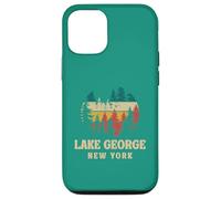 Retro Sunset Pine Trees Vintage Lake George New York Camping Case for iPhone 12/12 Pro