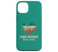 Retro Sunset Pine Trees Vintage Lake George New York Camping Case for iPhone 13