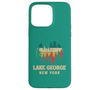 Retro Sunset Pine Trees Vintage Lake George New York Camping Case for iPhone 15 Pro Max
