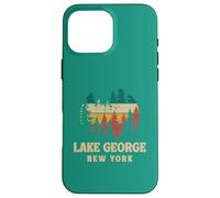 Retro Sunset Pine Trees Vintage Lake George New York Camping Case for iPhone 16 Pro Max