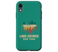 Retro Sunset Pine Trees Vintage Lake George New York Camping Case for iPhone XR