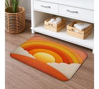 Retro Sunset Quick Dry Bath Mat, Colorful Rainbow Absorbent Non Slip Shower Mat, Summer Bohemian Flannel Washable Bath Rugs for Bathroom Toilet Decorative 16x24 Inch