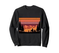 Retro Sunset Solitary Camper Mountain Backpacking Art Sweatshirt