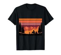 Retro Sunset Solitary Camper Mountain Backpacking Art T-Shirt