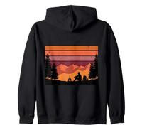 Retro Sunset Solitary Camper Mountain Backpacking Art Zip Hoodie