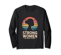 Retro Sunset Strong Women Mix Bold Colors Long Sleeve T-Shirt