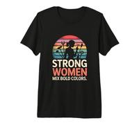 Retro Sunset Strong Women Mix Bold Colors Premium T-Shirt