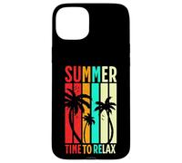 Retro Sunset Summer Palms Colorful Beach Holiday Vibes Case for iPhone 15 Plus