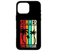 Retro Sunset Summer Palms Colorful Beach Holiday Vibes Case for iPhone 16 Pro Max
