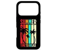 Retro Sunset Summer Palms Colorful Beach Holiday Vibes Case for iPhone 17 Pro