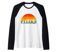 Retro Sunset Tennis Player Human Evolution Silhouette Funny Raglan Baseball Tee