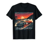 Retro Sunset Two Legendary JDM Drifting Cars Japan Drift T-Shirt