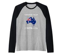Retro Sunshine Coast Australia Distressed Australia Flag Raglan Baseball Tee