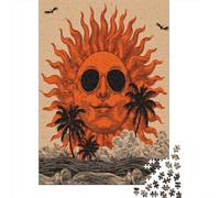 Retro Sunshine, Orange, Beach Jigsaw Puzzles Challenge Toy Educational Games Home Decoration for Adults& Teenager Age 14 Years Up 38x26cm/1000pcs