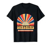 Retro Sunshine Sunburst Weathered 70s Summer Aesthetic Value Graphic T-Shirt, Men, Black, S