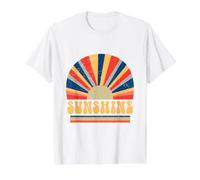Retro Sunshine Sunburst Weathered 70s Summer Aesthetic Value Graphic T-Shirt, Men, White, XL