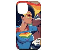 Retro Superheroes Kissing Lesbian LGBT Queer Black Love Meme Case for iPhone 12/12 Pro
