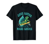 Retro Surf Save Water Make Waves Turtle Graphic T-Shirt