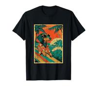 Retro Surfing Dachshund Surfer Dog Hawaiian Beach Summer T-Shirt