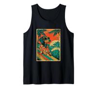 Retro Surfing Dachshund Surfer Dog Hawaiian Beach Summer Tank Top