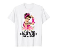 Retro Survivor Woman Pink Ribbon Floral Awareness Graphic T-Shirt