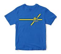 Retro Sweden Kids T Shirt Swedish Stripes Retro Football Supporters Tee for Boys Girls Child Fan Gift, 7-8 Years, Royal