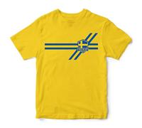 Retro Sweden Kids T Shirt Swedish Stripes Retro Football Supporters Tee for Boys Girls Child Fan Gift, 5-6 Years, Yellow