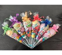 Retro Sweet Pre Filled Cones Kids Party Bags Children's Birthday Party Bags Favours, Unisex - Assorted Sweet Cone with colorfull Bow (1 Count (pack of 10))