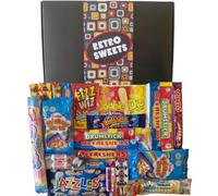 Retro Sweets Gift Box Ultimate Sweet Hamper. Packed in a fun Retro Design Box with Nostalgic and Popular British Sweets Gift Hamper for Adults and Kids (Medium, Black & Multicolour Retro Design)