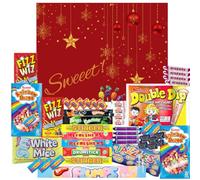 Retro Sweets Gift Box Ultimate Sweet Hamper Selection Box. Packed with a Massive 50 Popular British Sweets! Fantastic Gift Hamper, Sweet Hamper for Adults, Kids Sweets Gift Box (Red and Gold)