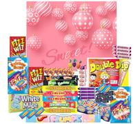 Retro Sweets Gift Box Ultimate Sweet Hamper Selection Box. Packed with a Massive 50 Popular British Sweets! Fantastic Gift Hamper, Sweet Hamper for Adults, Kids Sweets Gift Box (Pink and Gold)