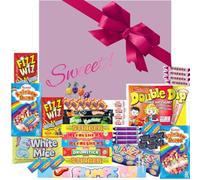 Retro Sweets Gift Box Ultimate Sweet Hamper Selection Box. Packed with a Massive 50 Popular British Sweets! Fantastic Gift Hamper, Sweet Hamper for Adults, Kids Sweets Gift Box (Bright Pink Bow)